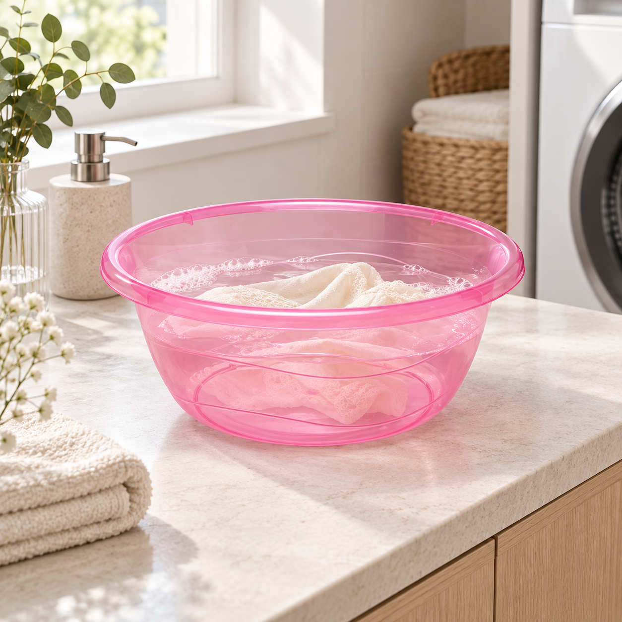 B184-2 Basin Lux 2 translucent pink basin used for delicate hand washing