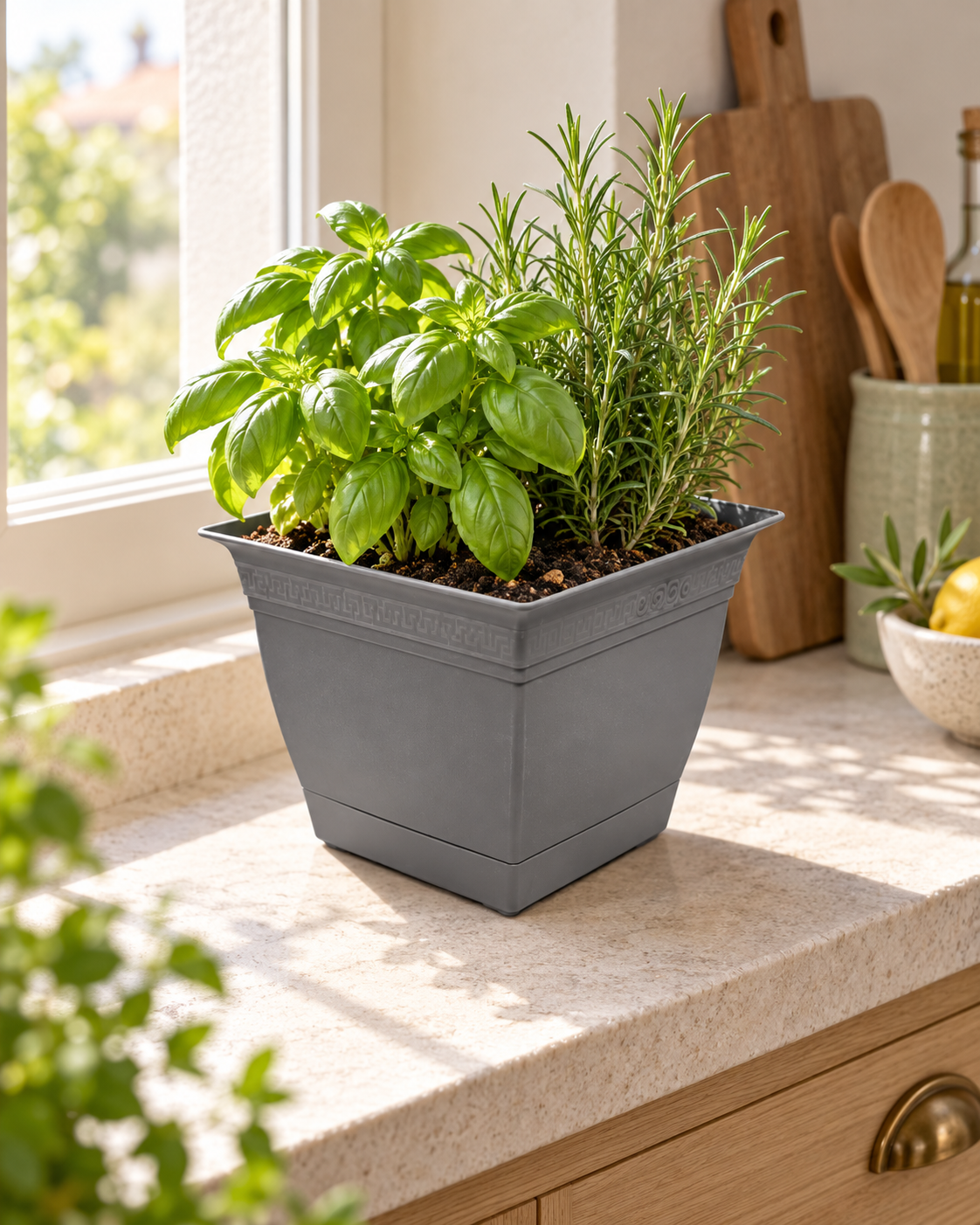 FLOWERPOT VIOLET 2 (B223-2) styled in everyday use