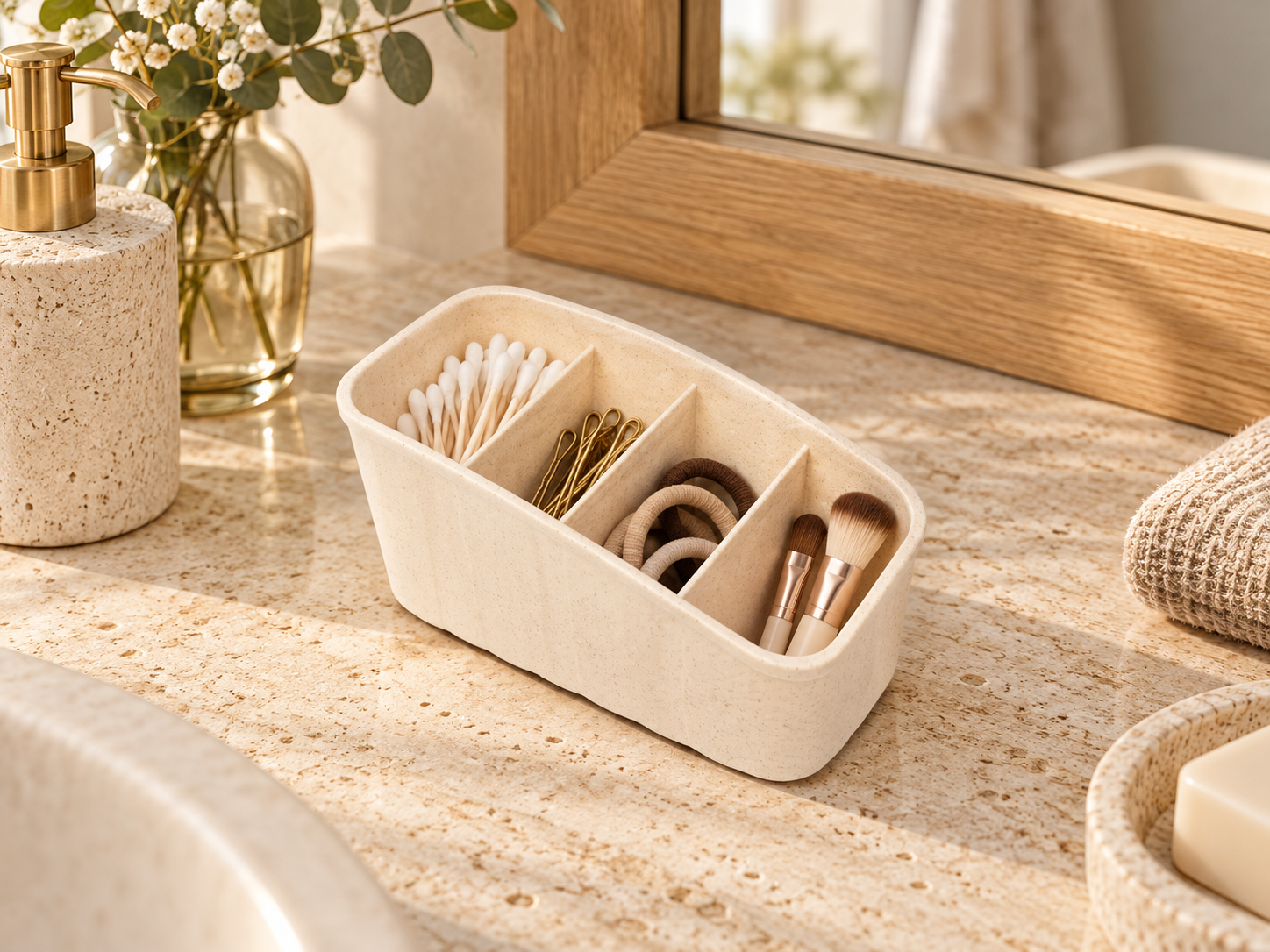BURDEM Organiser Mini sorting cotton swabs, hair pins, ties and cosmetic brushes